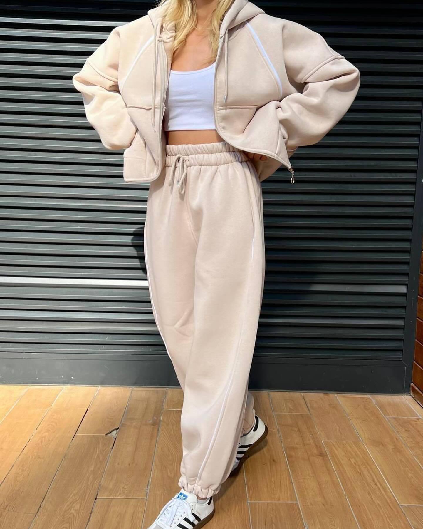 Women's Striped Hooded Cardigan and Pants Set Casual Sporty Two-Piece