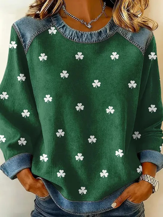 Women's Iris Floral Print Crewneck Sweatshirt