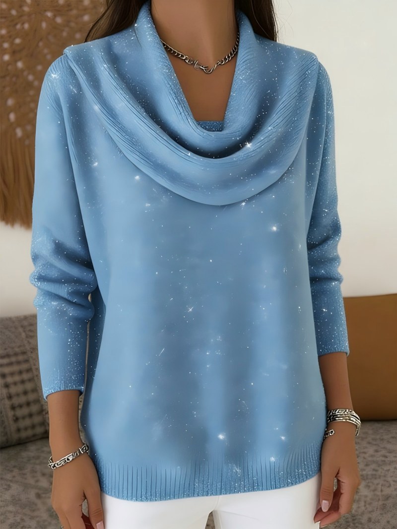 Women's Sequin Long Sleeve Knit Sweater Pullover