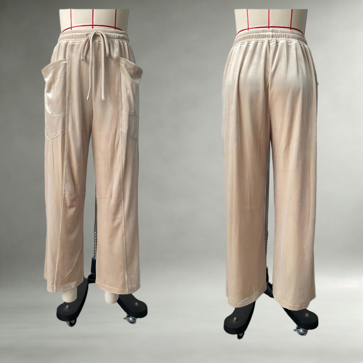 Women's Loose Wide-Leg Velvet Pants with Drawstring