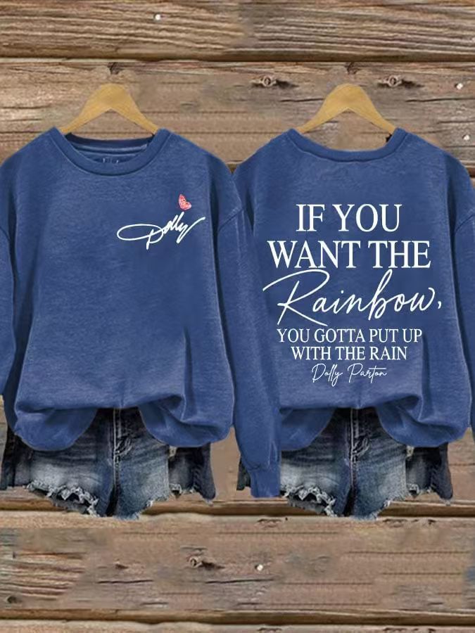 Women's Vintage Loose Slogan Print Crewneck Sweatshirt