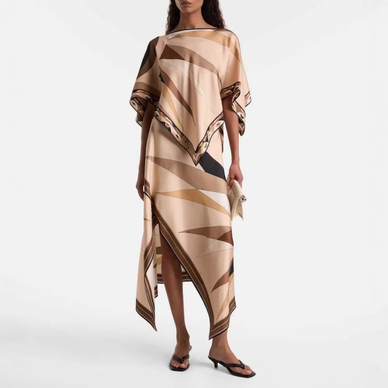 Printed Top and Asymmetrical Skirt Two-Piece Set