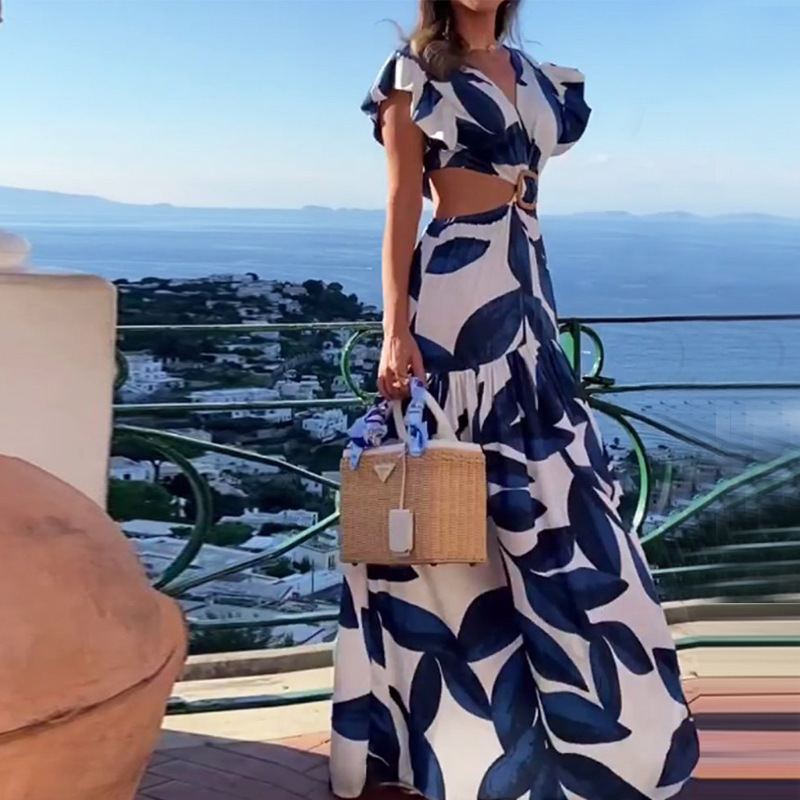Women's Summer Puff Sleeve Floral Print Dress