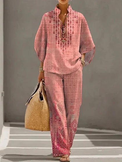 Women's Casual Solid Color Shirt Set