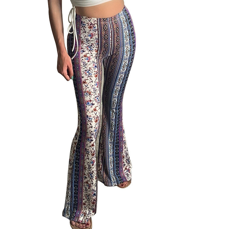 Bohemian Print High-Stretch Skinny Flare Pants