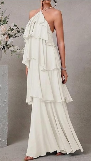 Women's Summer Tiered Cami Dress Sexy Open Back Solid Color Long Dress