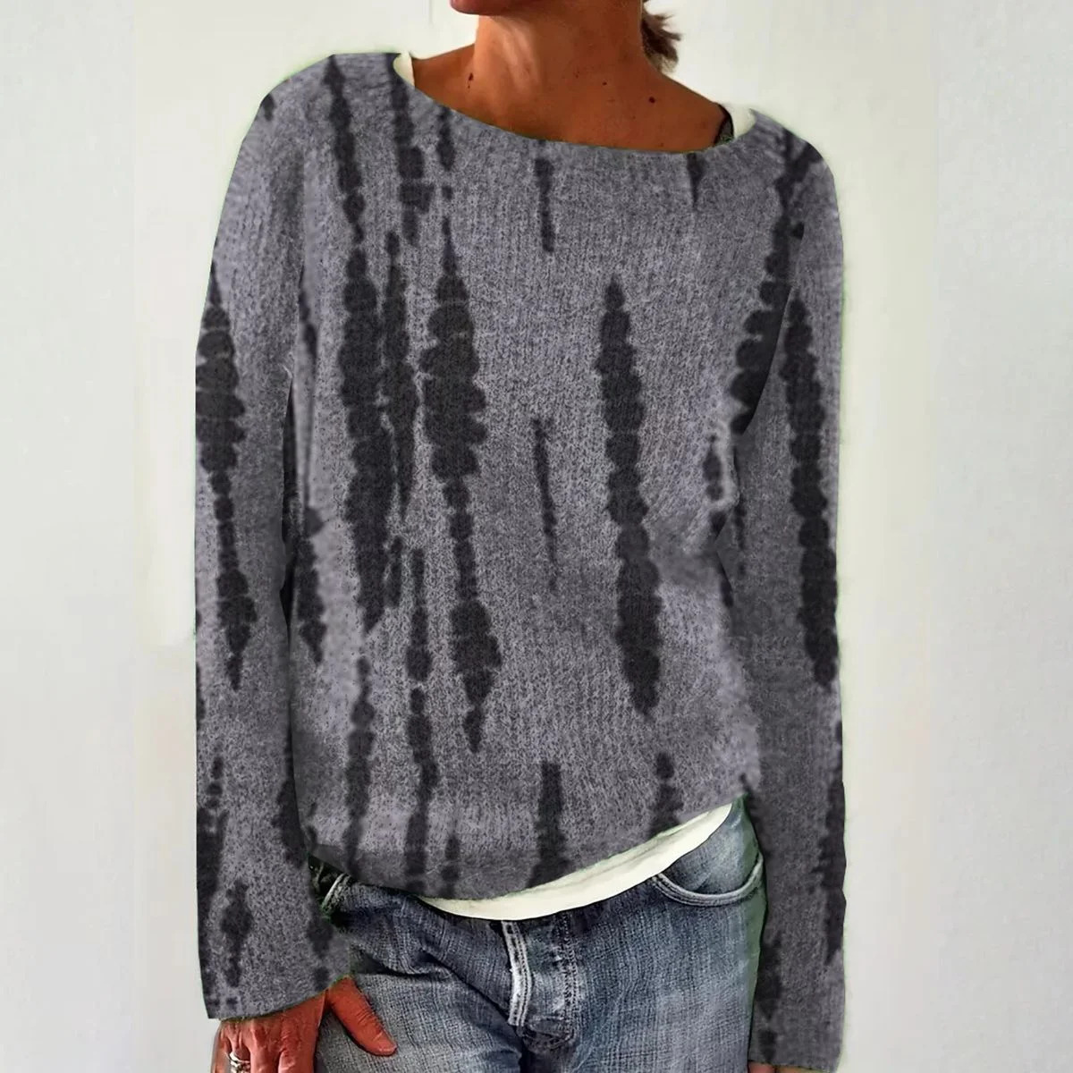 3D Print Women's Crewneck Pullover Sweater Long Sleeve Knit Top