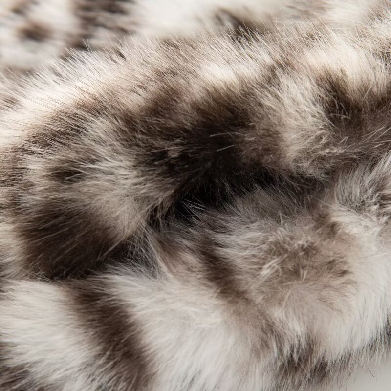 Animal Print Faux Fur Coat with Lapel Collar