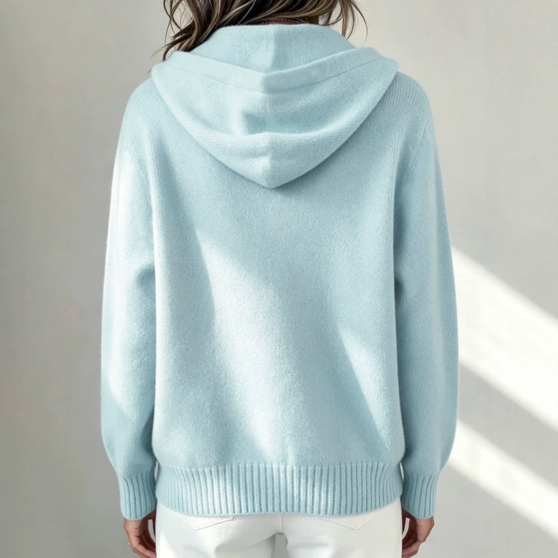 Women's Solid Hooded Knit Cardigan Loose Long Sleeve Sweater Coat