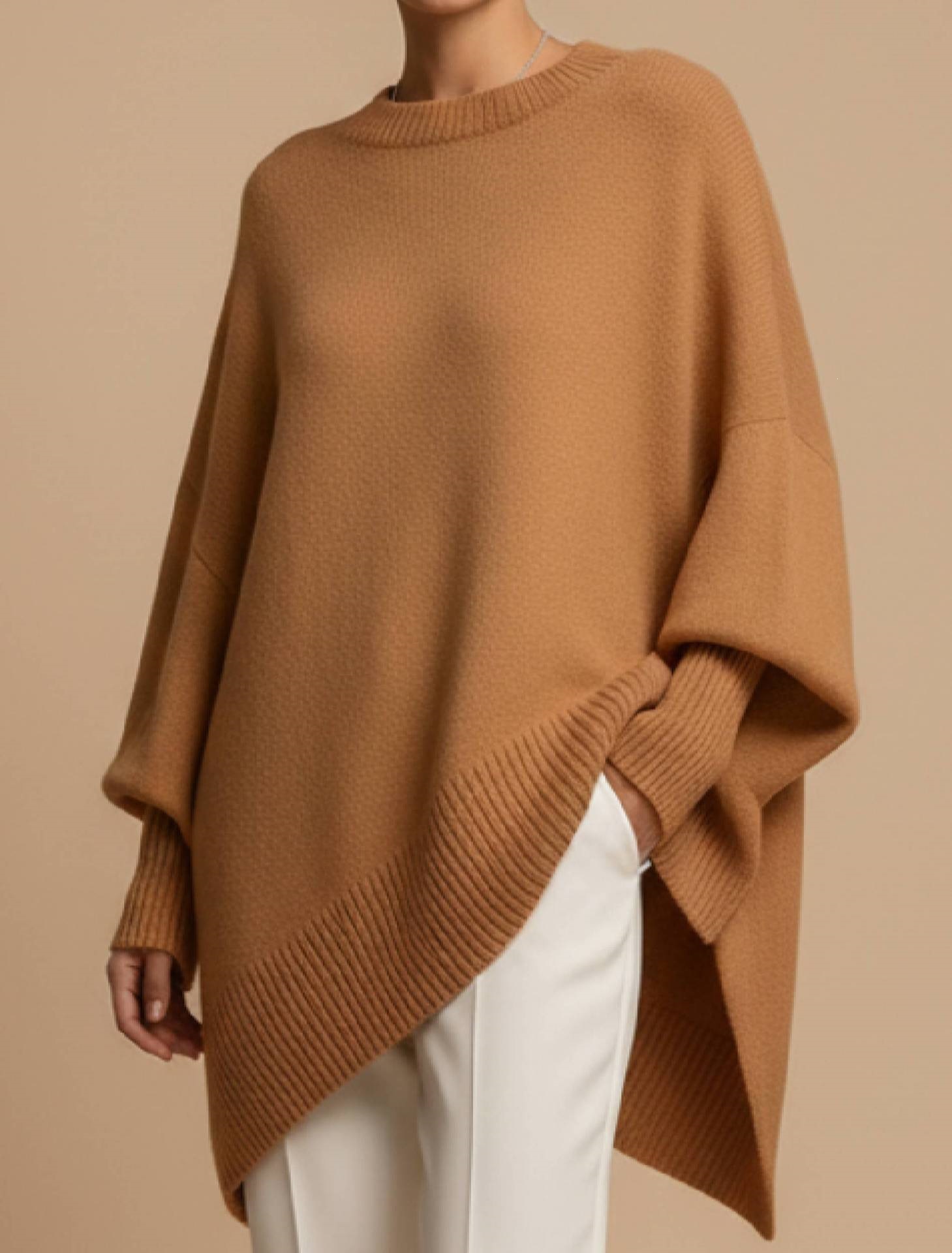 Women's Crewneck Pullover Knit Sweater Loose Relaxed Solid Color