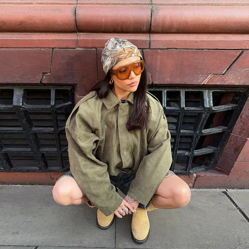 Women's Button-Shoulder Cinched-Waist Bomber Jacket