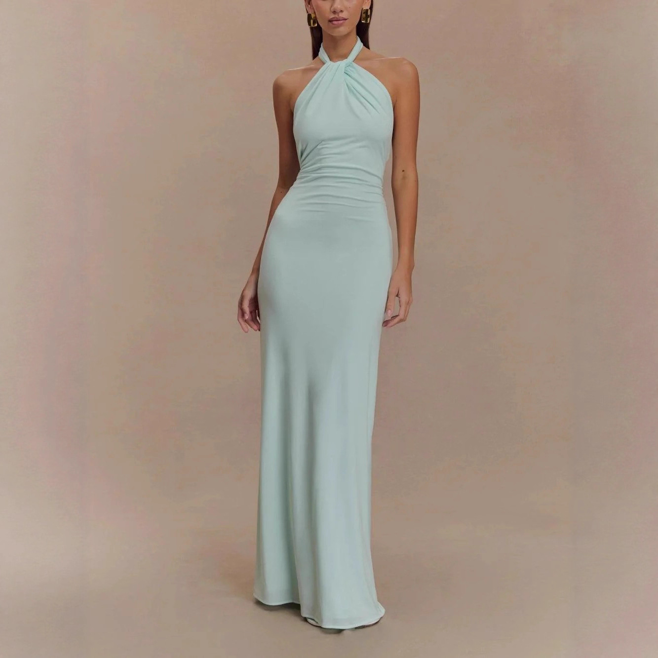 Women's Sexy Lace-Up Halter Bodycon Dress with Waist Cinch