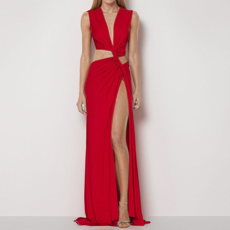 Women's Sleeveless Cutout Slit Irregular Dress