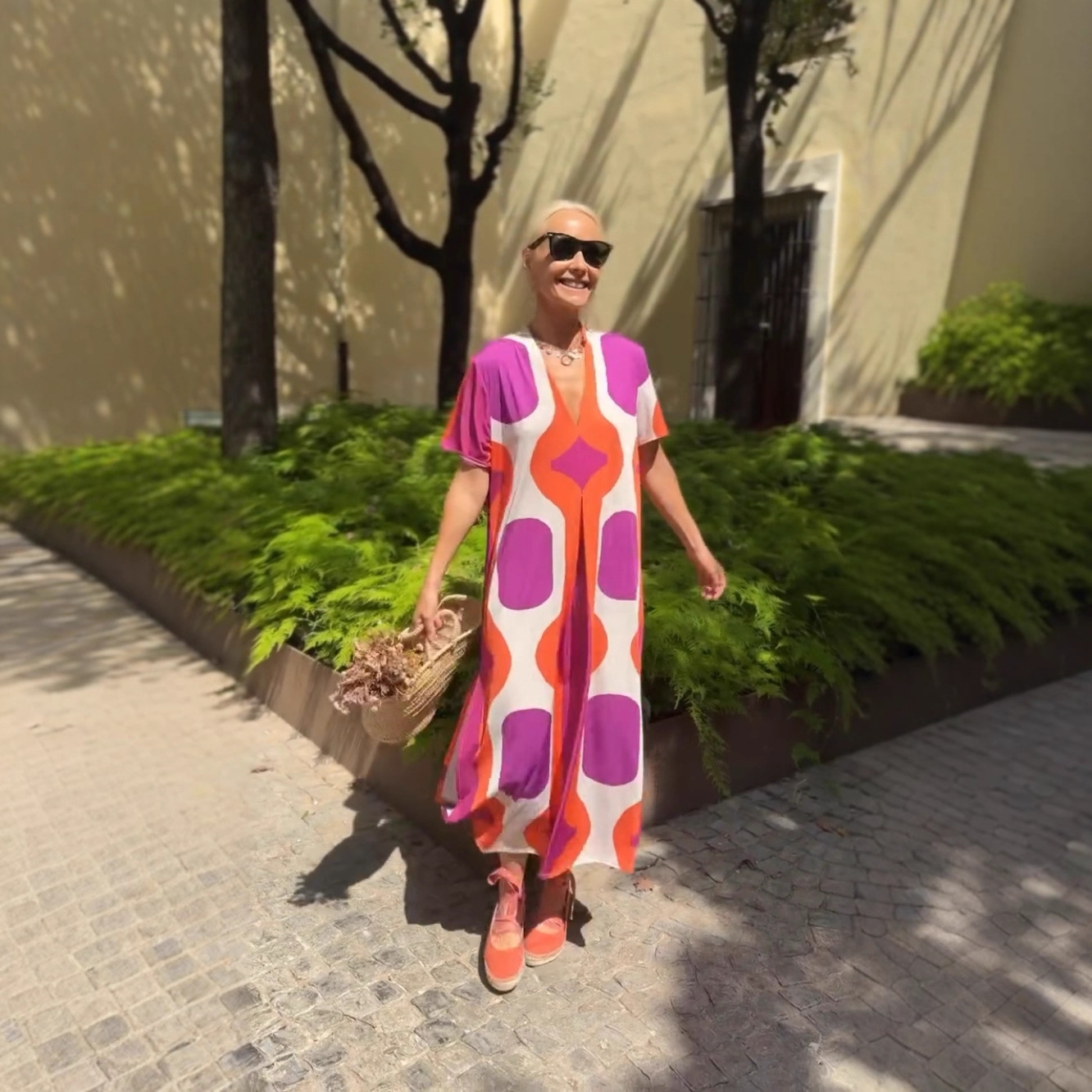 Women's V-Neck A-Line Midi Dress Loose Fit Vacation Style