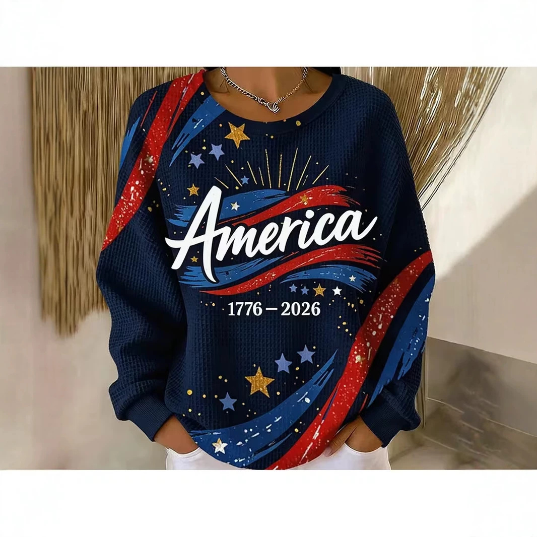 Women's USA Flag Star Print Sweatshirt