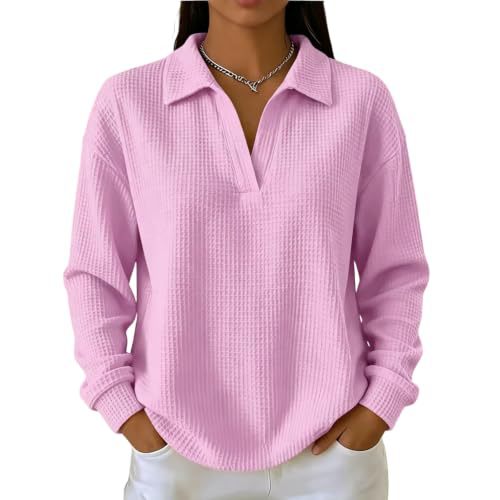 Women's Solid Waffle Knit Hoodie with Collar and Print