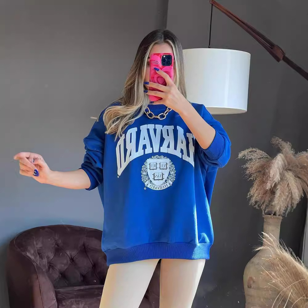 Women's Casual Printed Long-Sleeve Pullover Sweatshirt
