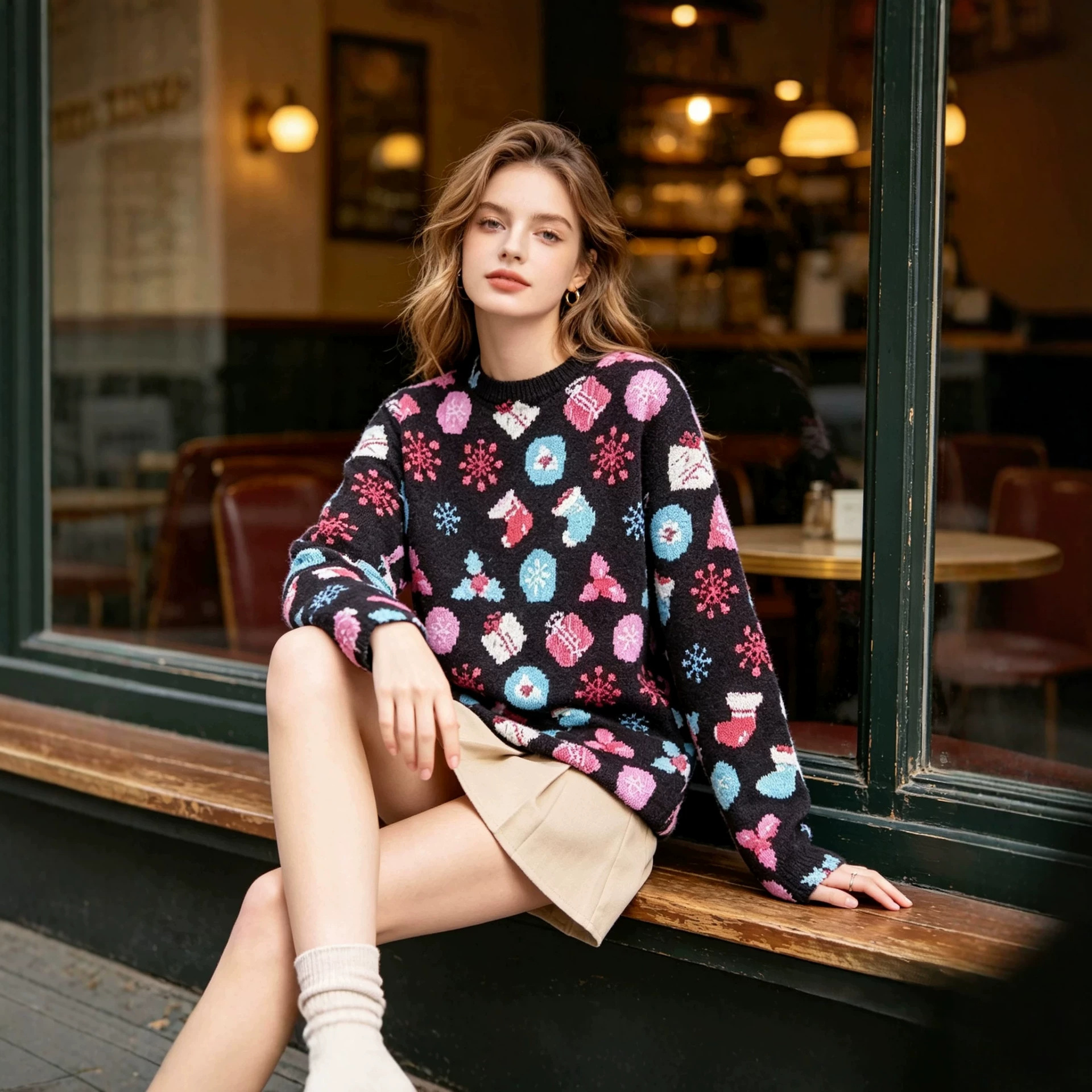 Women's Christmas 3D Print Crewneck Sweater