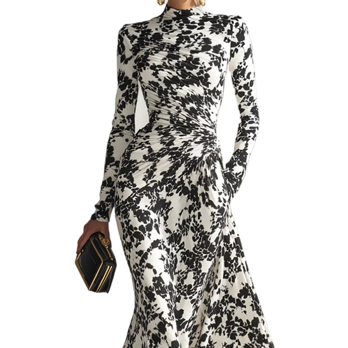 Purple High Neck Lace Panel Chiffon Maxi Dress