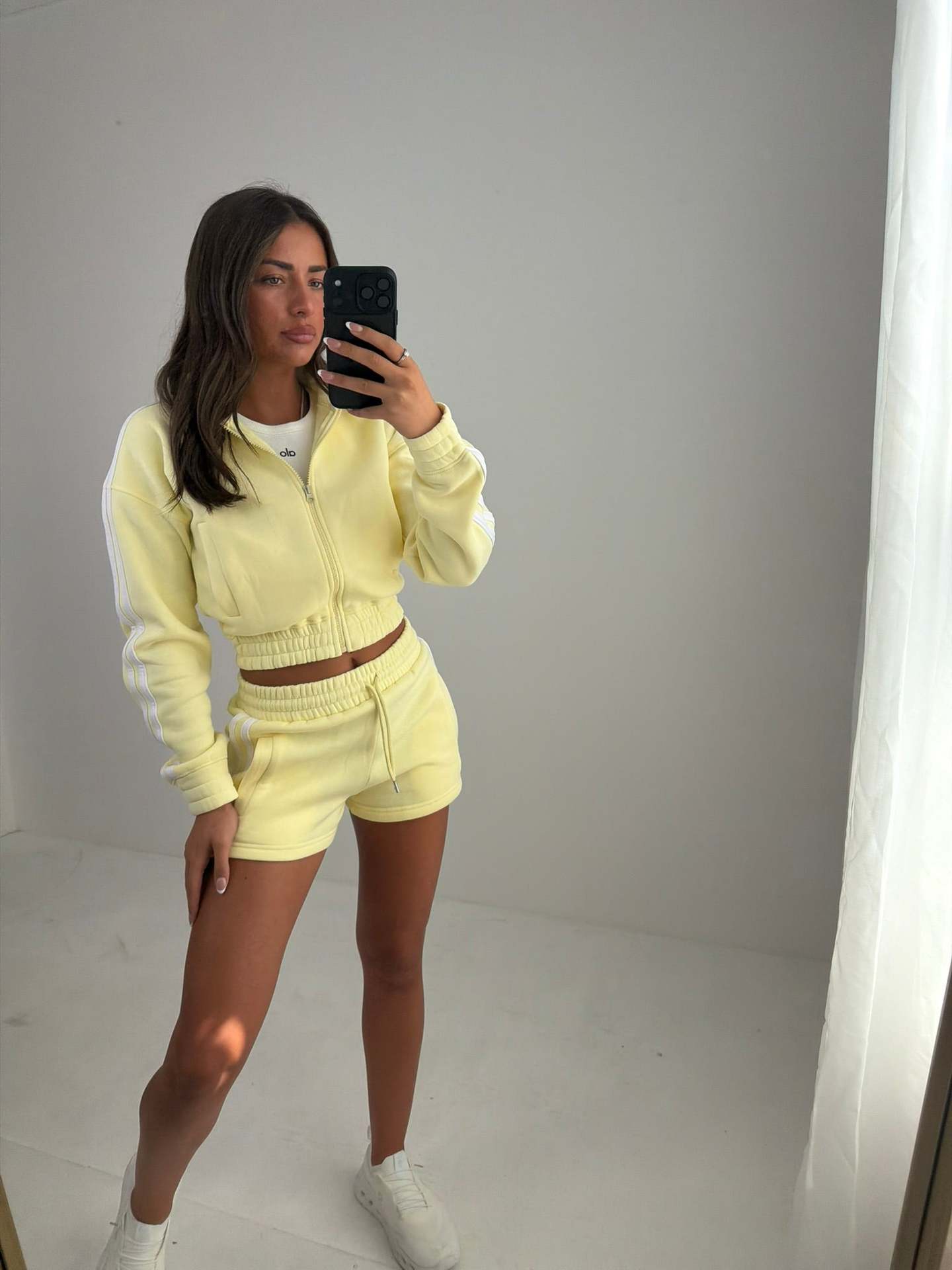 Women's Striped Hooded Cardigan and Shorts Two-Piece Set