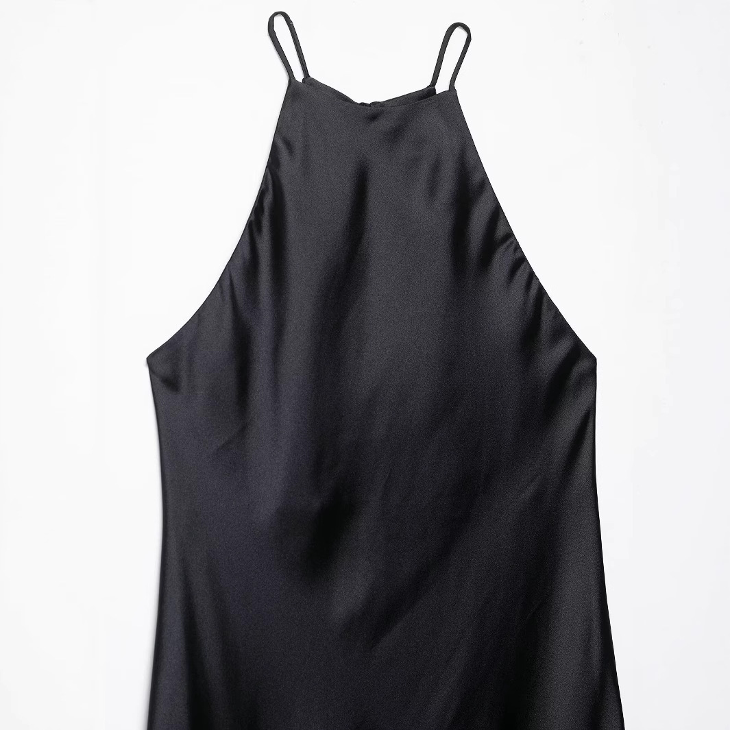 Silk Satin Halter Neck Midi Dress