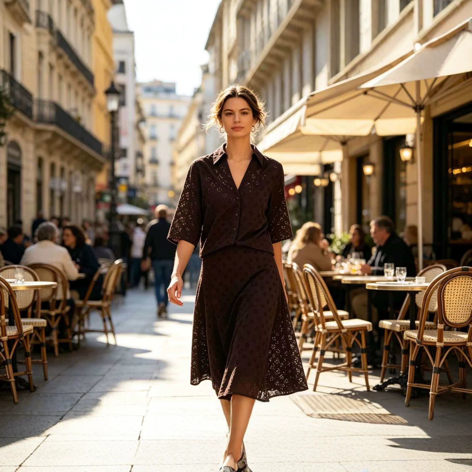 Women's Summer Embroidered Shirt and Skirt or Wide-Leg Pants Three-Piece Set