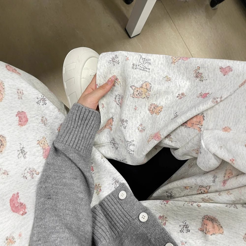 Graffiti Print High-Waist Straight-Leg Sweatpants for Women