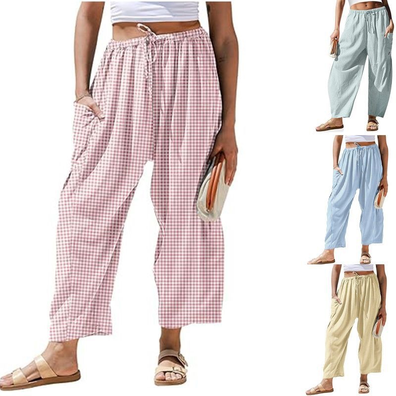 Drawstring Patch Pocket Wide-Leg Harem Pants