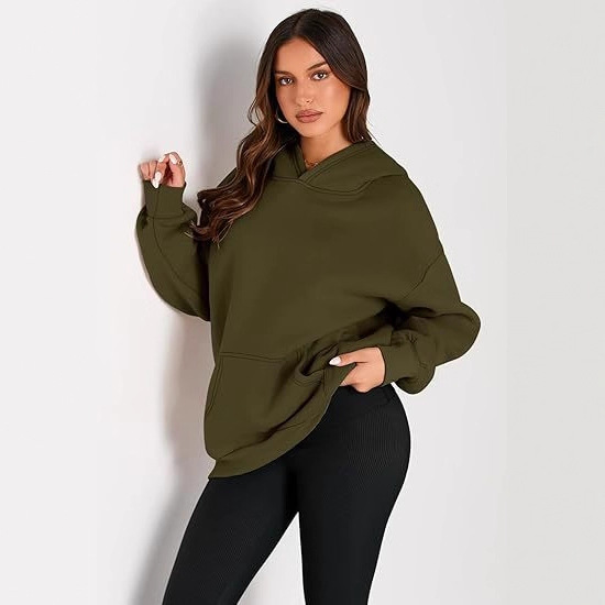 Women's Loose Hooded Sweatshirt Long Sleeve Warm Casual Pullover