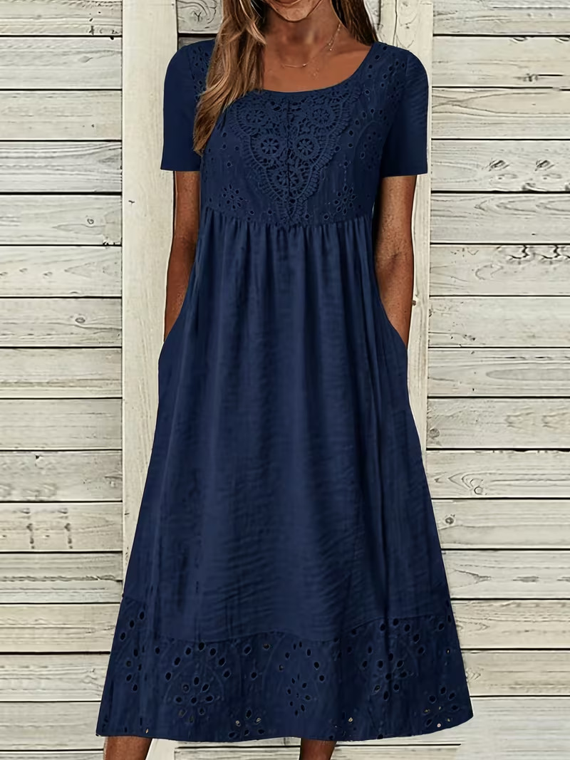 Women's Elegant Floral Print Pleated Midi Dress