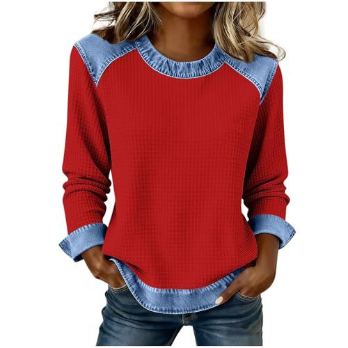 Women's Solid Print Crewneck Sweatshirt Casual Long Sleeve