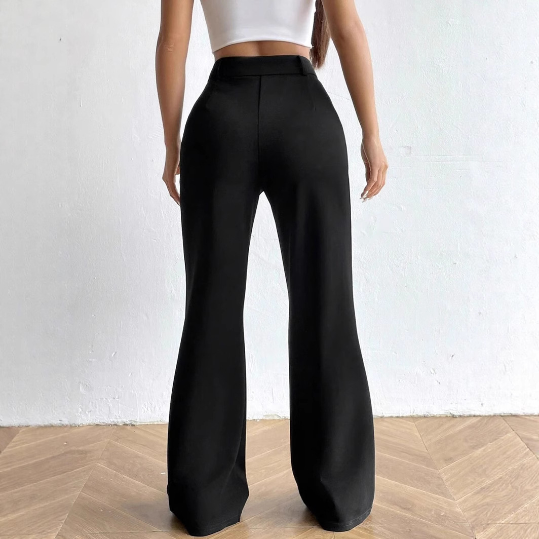 High-Waisted Flared Dress Pants for Women Slimming Drapey Wide-Leg