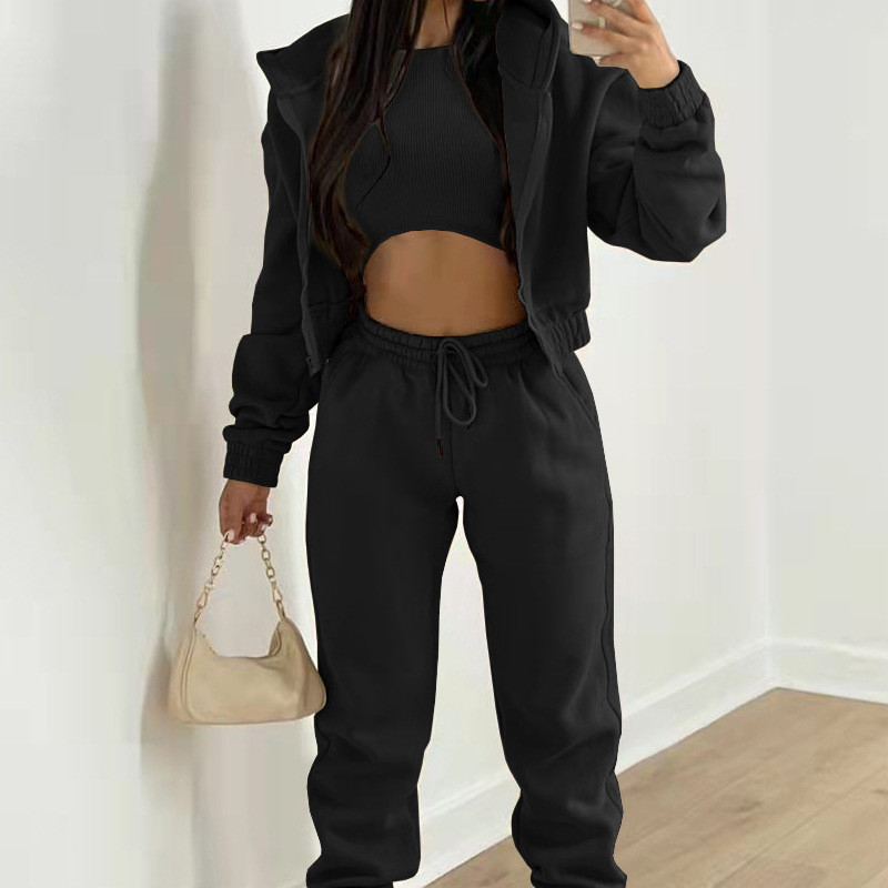 Women's Fleece-Lined Hooded Sweatshirt and Pants Set