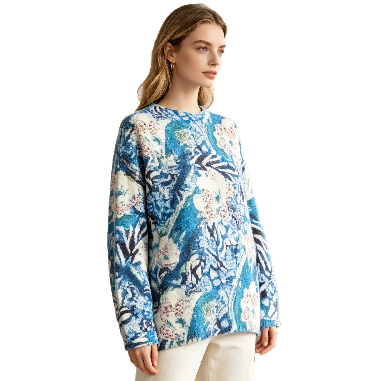 3D Christmas Print Crewneck Pullover Sweater