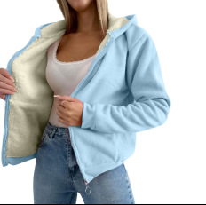 Women's Fleece-Lined Faux Shearling Hooded Zip Jacket