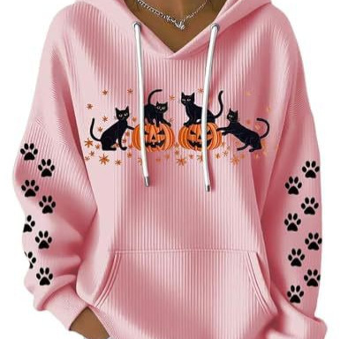 Women's Cat Paw Print Crewneck Sweatshirt Casual Pullover