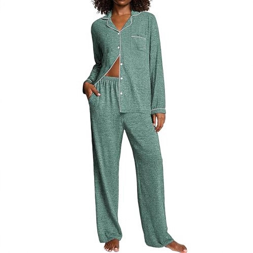 Women's Cuban Collar Printed Long Sleeve Shirt Set Casual Minimalist