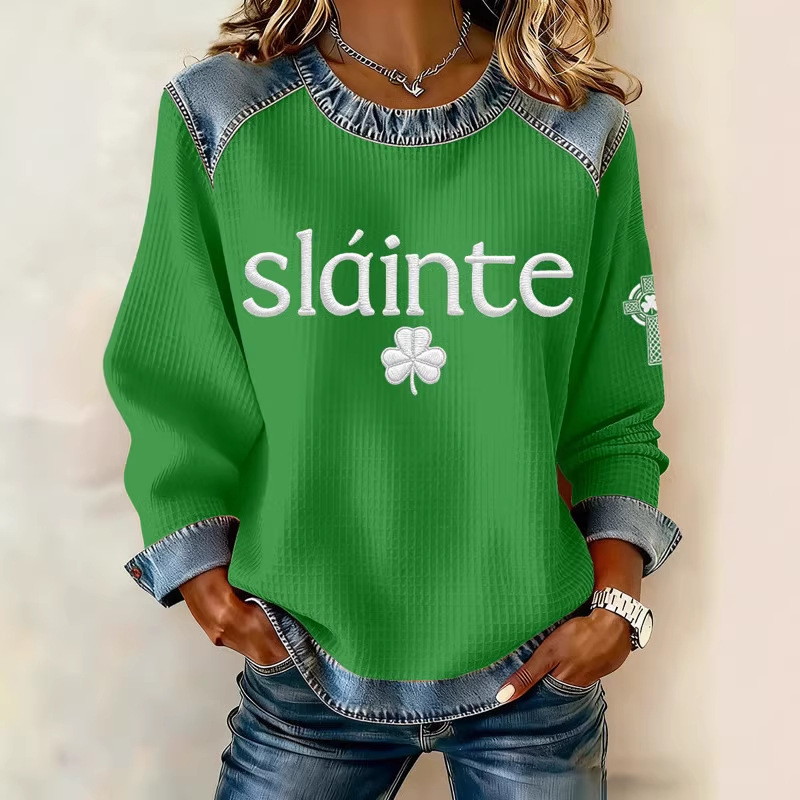 Women's Heart & Botanical Letter Print Crewneck Sweatshirt