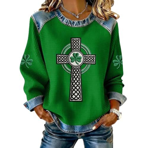 Women's Cross & Clover Print Crewneck Sweatshirt
