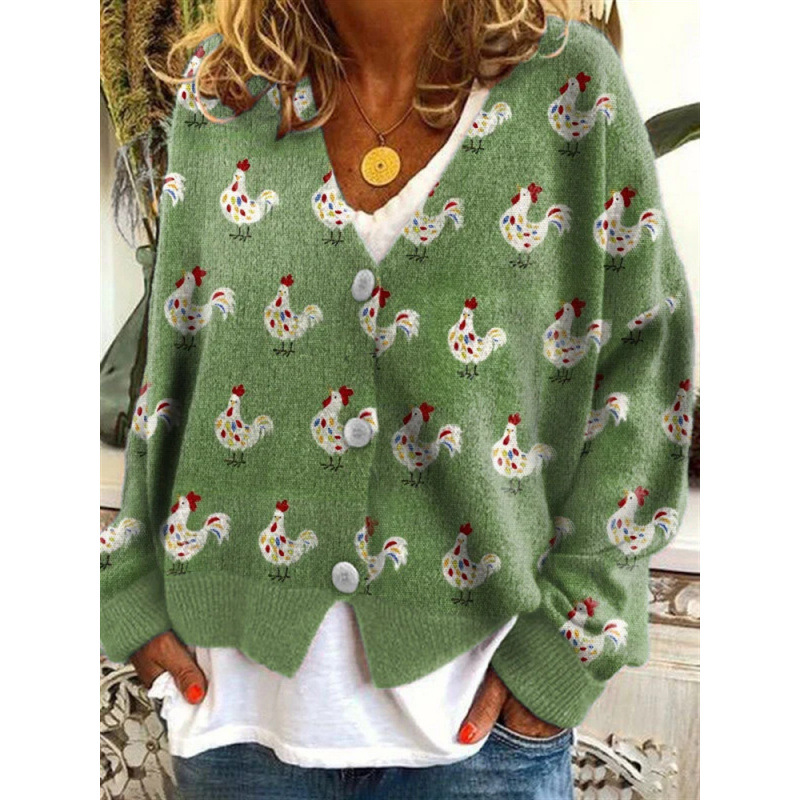 Christmas Abstract Print Casual Cloak Cardigan