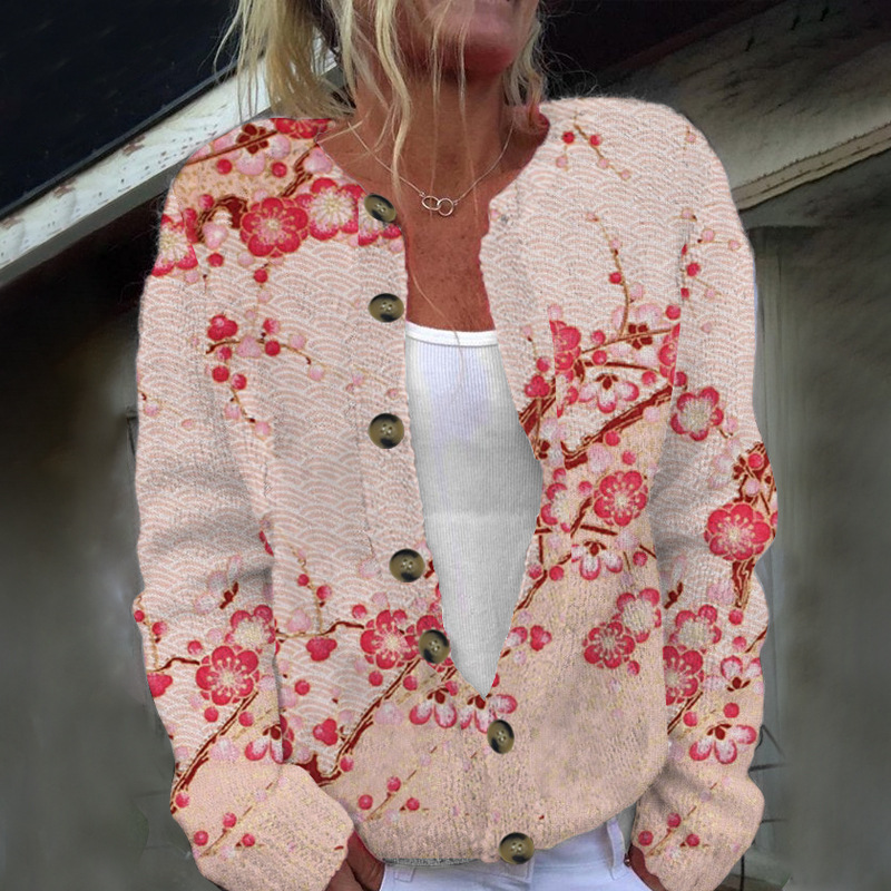 Women's Animal & Botanical Print Button-Down Cardigan