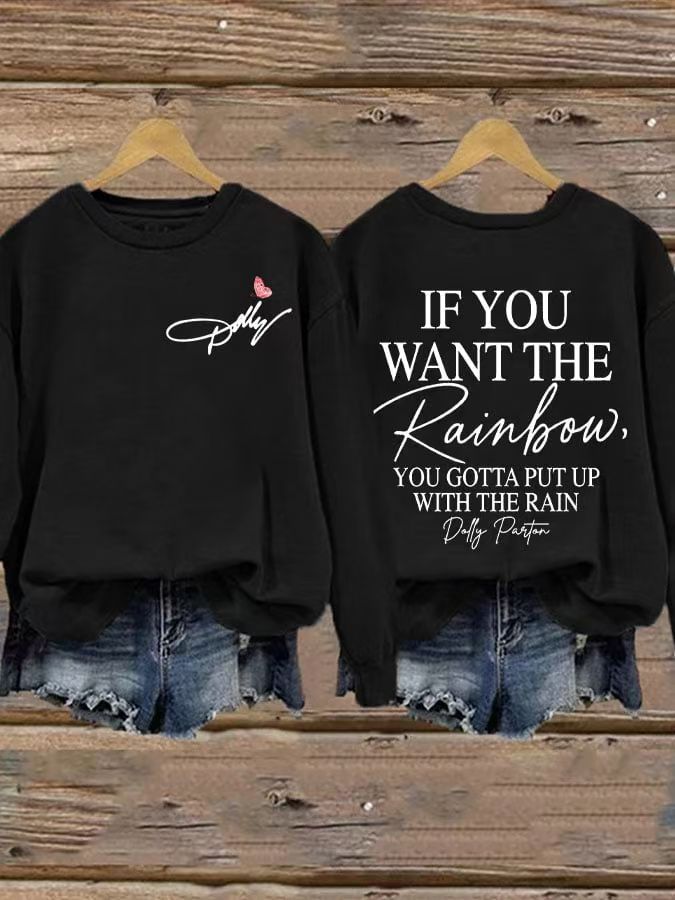 Women's Vintage Loose Slogan Print Crewneck Sweatshirt
