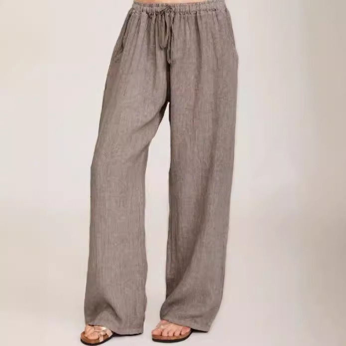 Women's Casual Loose Drawstring Wide-Leg Pants