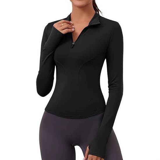Women's Slim Fit Long Sleeve Zip-Up Solid Color Hoodie