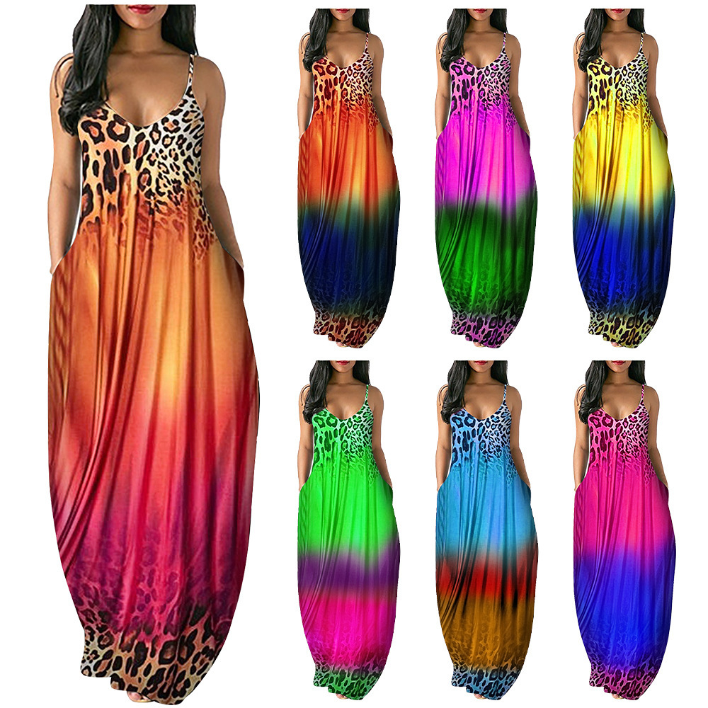 Gradient Print Sleeveless A-Line Maxi Dress