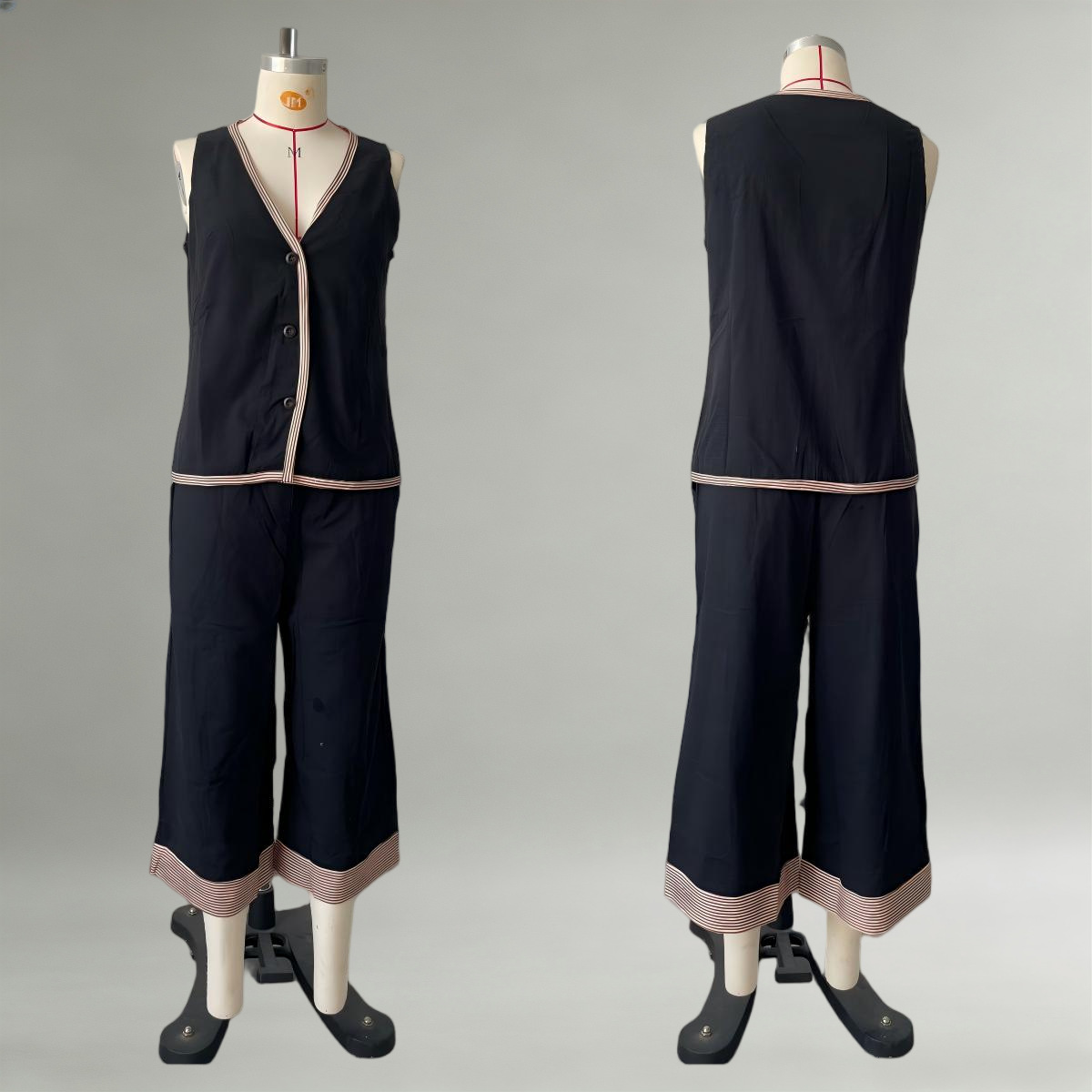 Women's Summer Button Tank Top & Shorts Set Casual Commuter
