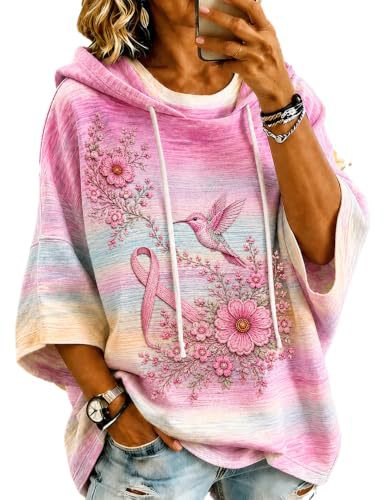 Women's Ribbon Floral Bird Print Casual Hoodie