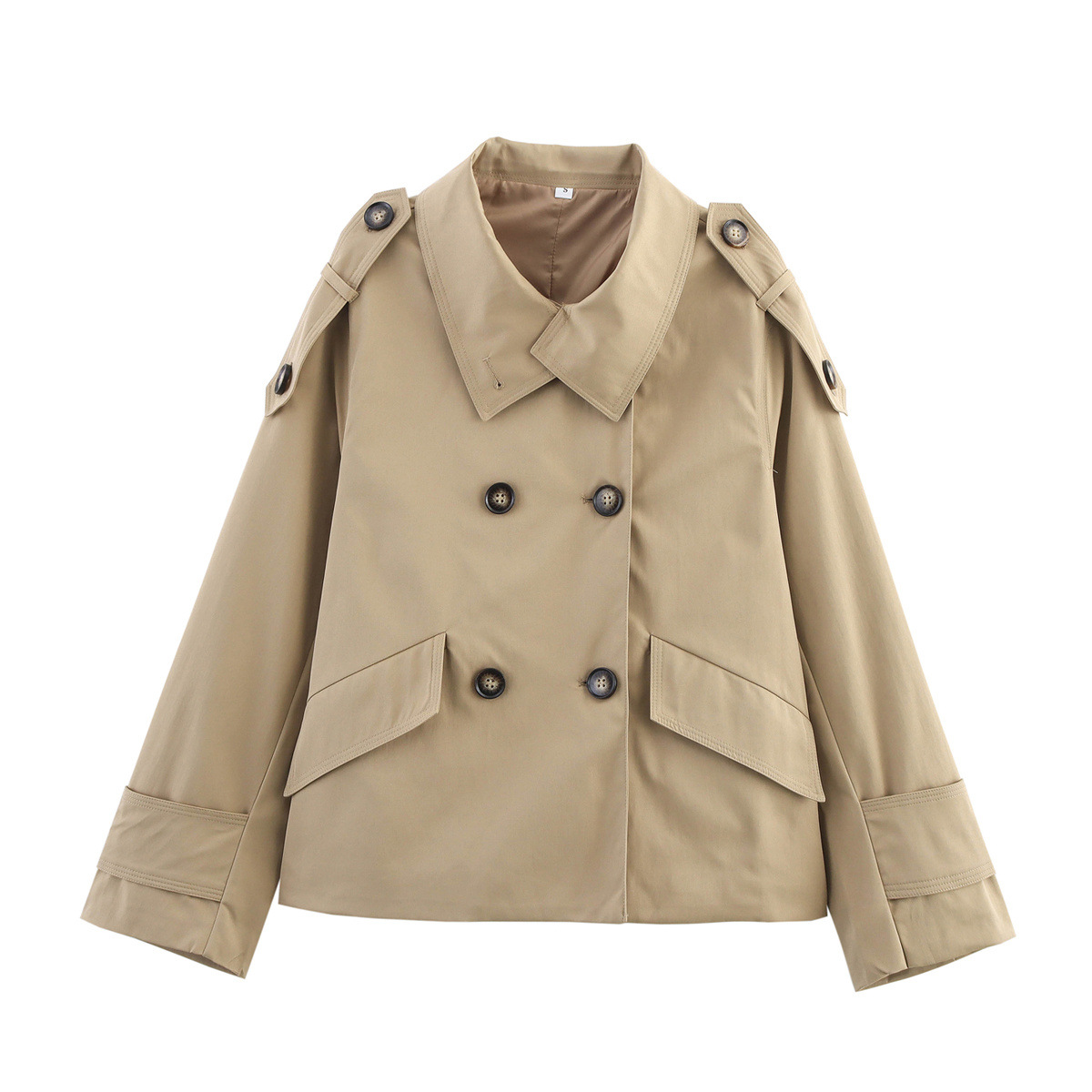 Women's Two-Tone Commuter Trench Coat with Lapel Collar