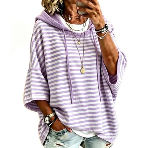 Women's Striped Print Casual Hoodie