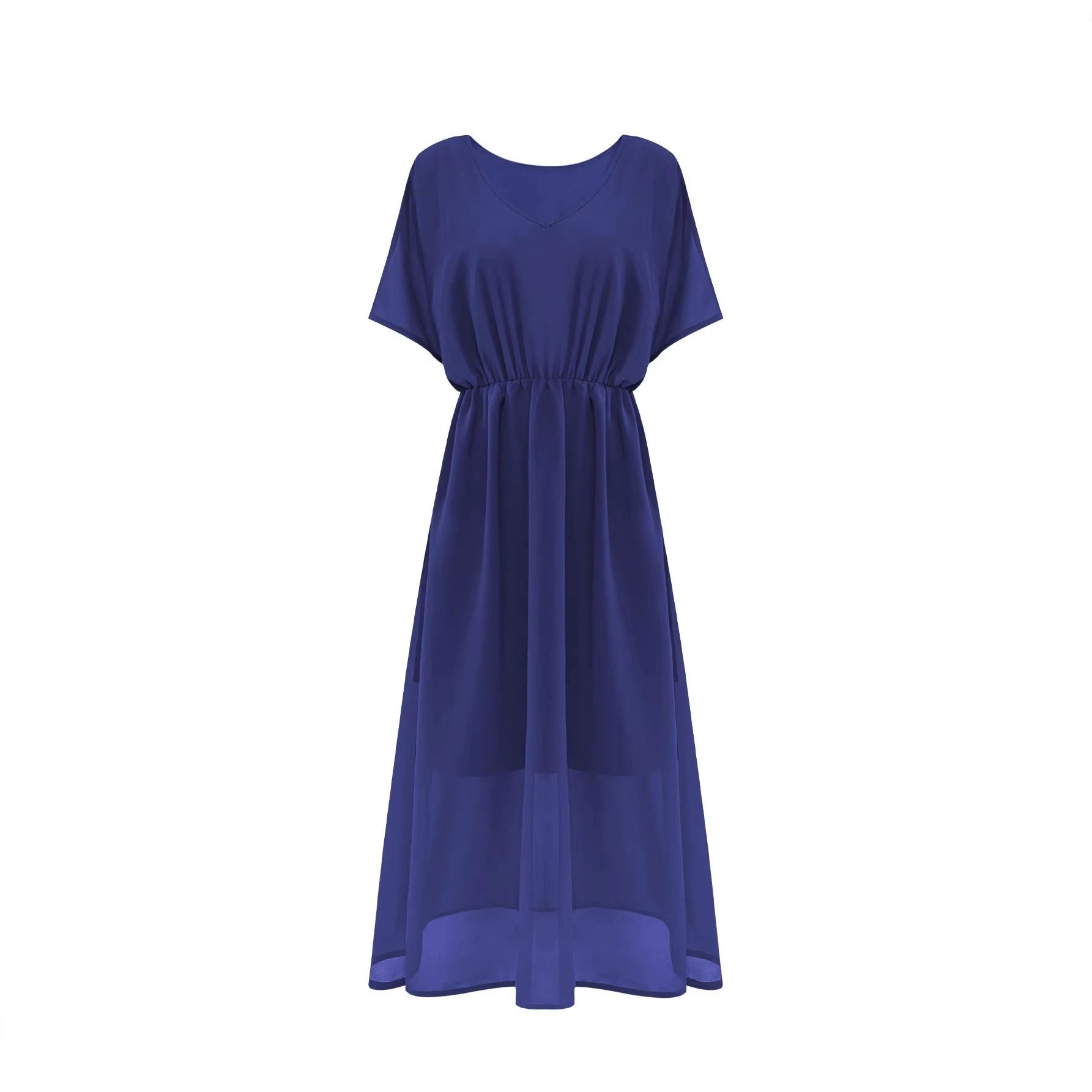 Plus Size Batwing Sleeve V-Neck Maxi Dress